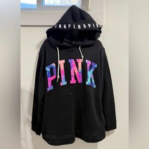 Victoria's Secret PINK Black Water Color Logo Hoodie